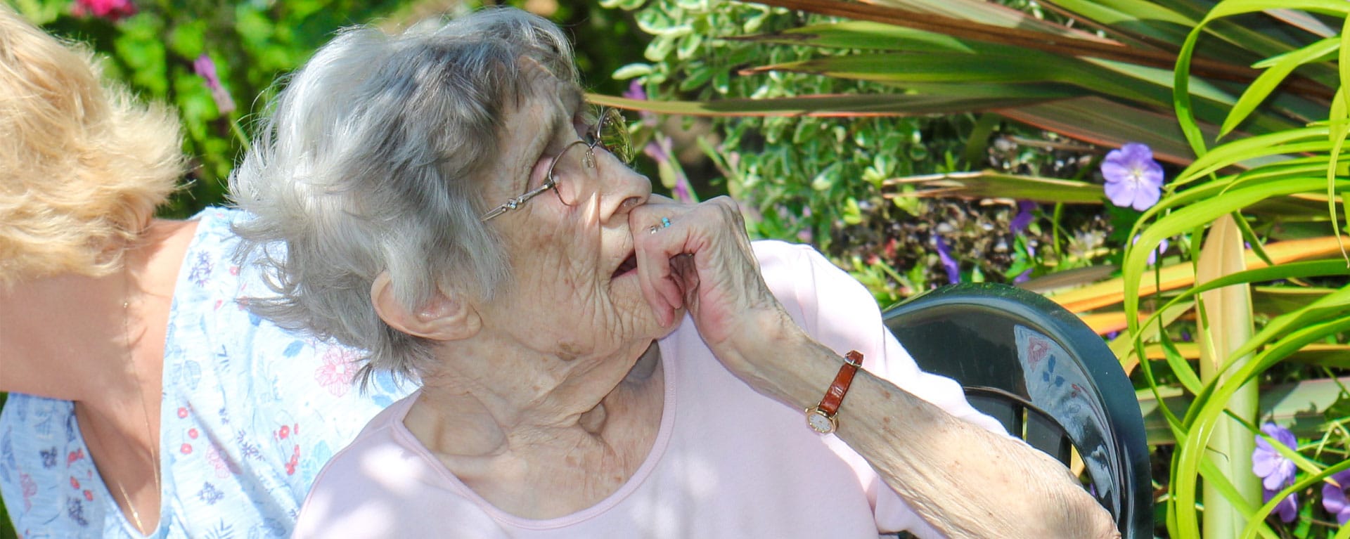 Laurel Care home resident in the garden