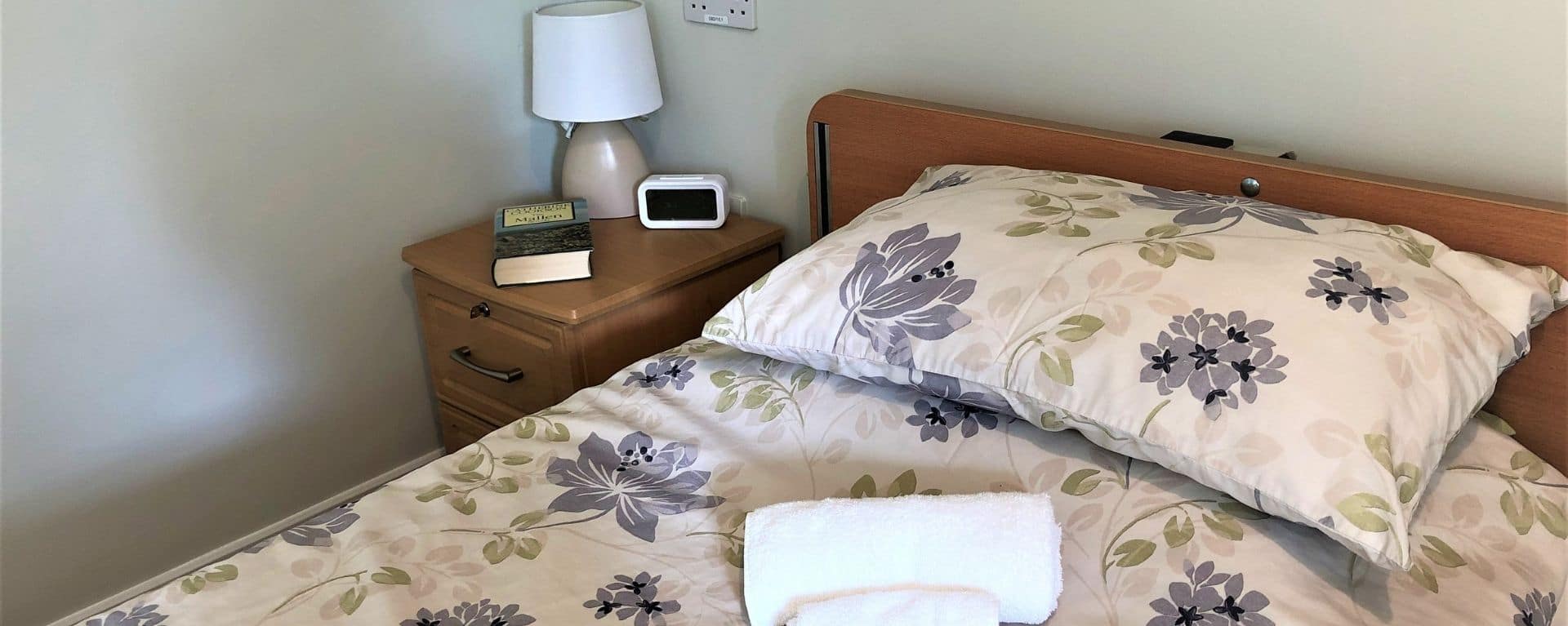 Residents bed side table at Laurel Care Home